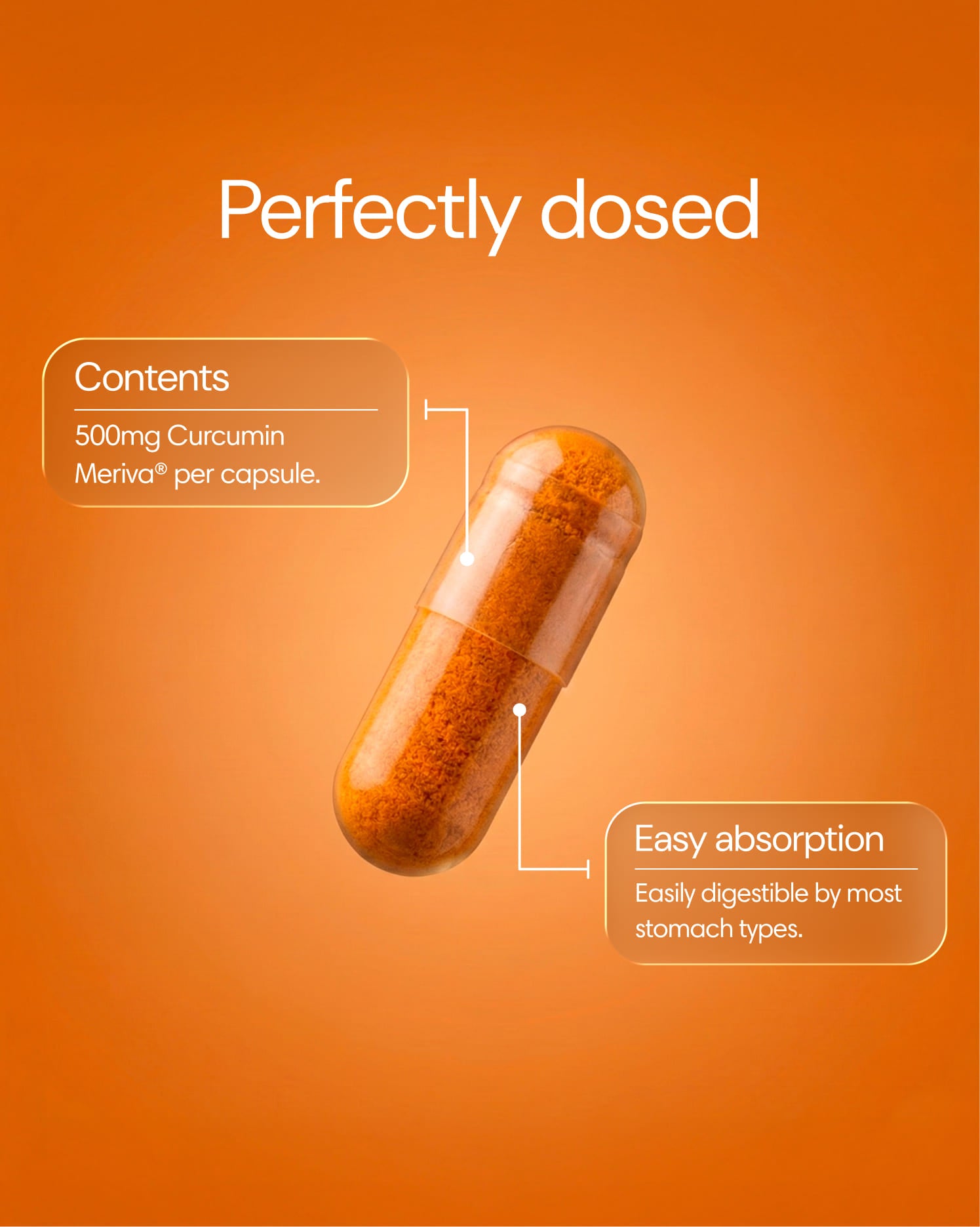 Clearly brand curcumin capsules in a bottle, featuring golden-yellow capsules designed for dietary supplement use.
